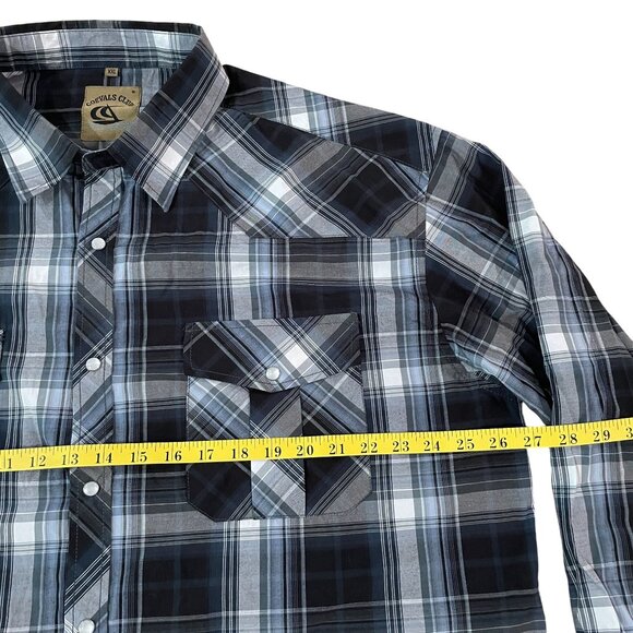Coevals Club Men's Size XXL Gray Plaid Western Shirt Pearl Snaps Cowboy Rancher - Picture 3 of 5